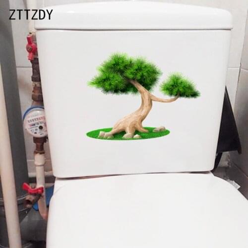 ZTTZDY 24.8×19.2CM Pine Plant Creative Bathroom Toilet Decoration Fashion Home Wall Stickers Mural T6-0263