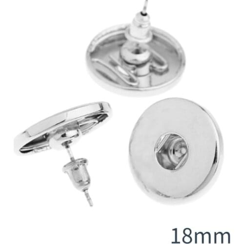 1 Pair Snap Button Stud Earrings 18MM Metal Alloy Earring Fit Ginger Snap Button Charm Women Jewelry