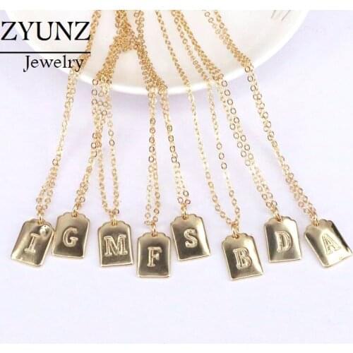 10PCS, Zirconia Letter Charms Pendant Necklace Fashion Jewelry Micro Pave CZ Gold Color Alphabet Jewelry