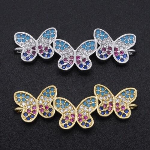 12x32mm 100% CZ Zircon DIY Jewelry Butterfly Connectors Charm Wholesale Factory Sale Bulk Order Discounts OEM Order Accepted