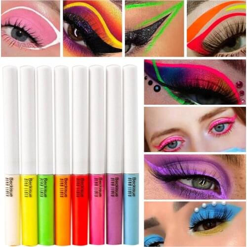 8 Colors Neon Liquid Eyeliner Luminous UV Eyeliner Waterproof and Smudge-Proof Eyeliner Pen Face Paint Makeup