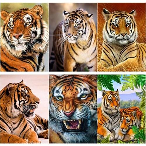 New 5D DIY Diamond Painting Tiger Diamond Embroidery Animal Scenery Cross Stitch Full Square Round Drill Home Decor Manual Gift