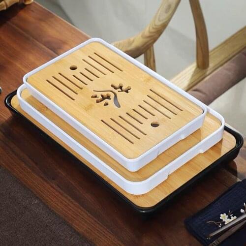 Bamboo Panel Tea Tray Drainage Water Storage Kung Fu Tea Set Drawer Tea Plate Chinese Tea Ceremony Tools