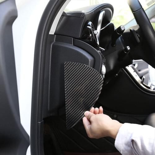 Real Carbon Fiber Side Decoration Cover 3D Interior Sticker Accessories For Mercedes Benz C Class W205 C180 2016-2019