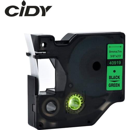 Cidy 40919 Compatible Dymo D1 manager 9mm black on green for Dymo Label Printer label tape for Dymo label manager LM 160 280