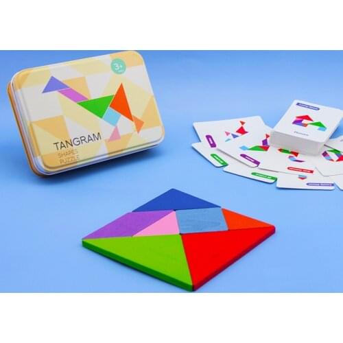 Tangram Wooden 3D Jigsaw Puzzle Learning Toys for Children Baby Educational Toy Kids Interactive Game
