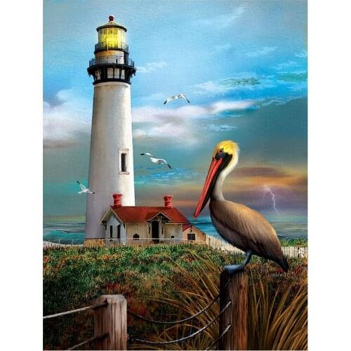 Dpsprue 5d Diy Square/Round Diamond Painting Lighthouse seagul Embroidery Diamond Paintings Needlework Mosaic Kit Painting Gift