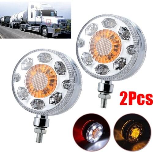 2pcs Truck Double Face Turn Signal Brake Lamps 12W Waterproof Fender LED Lights