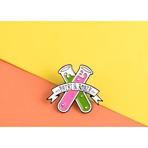 Chemical Test Tube Enamel Pins Pottery & Robbery Pin Chemistry Experiment Badges Brooches Lapel Jackets Brooch Jewelry Gifts