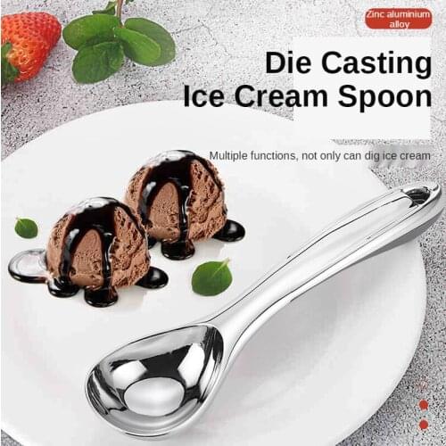 Zinc Alloy Die-casting Ice Cream Spoon Fashion Kitchen Tools Self-melting Anti-slip Fruit Spoon