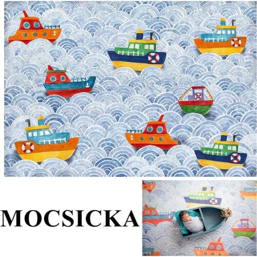 Mocsicka Newborn Baby Shower Birthday Backdrop for Photography Child Baby Portrait Photo Background Painted Boat Backdrops Decor