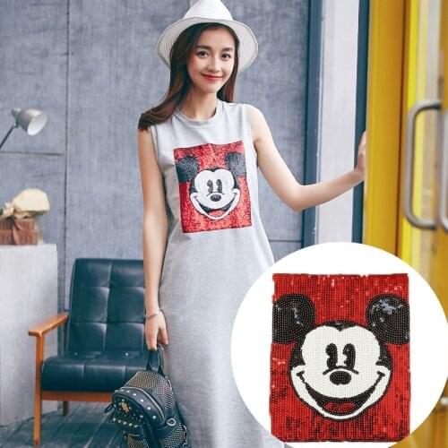 Cartoon Mickey mouse Patch Sequin Embroidery Cloth Sticker Clothing Accessories Womens Dress Accessories Pattern Sequin Sew-On