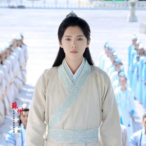 Male White Scholar Swordman Cosplay Costume Hanfu Drama Costume for TV Play ZeTianJi Fighter of the Destiny Chen Changsheng