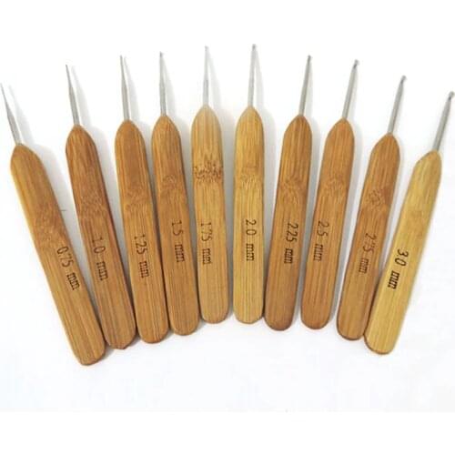 10pcs/Set Bamboo Knitting Needles Set DIY Crochet Hook Set Handle Hooks Crochet Knitting Crochet Needle Tools Sewing Accessories