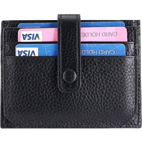 New Thin Genuine Leather Wallet for Men Mini Card Holder Small Purse Fashion Design Cowhide Male Wallet Hasp Litchi Purse