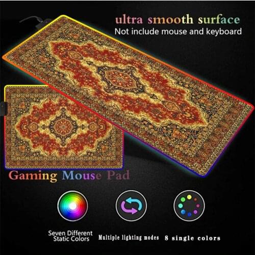 Persian Carpet RGB Large Gaming Mouse Pad Gamer Led Computer Mousepad for Keyboard Desk Mat Mause Big Mouse Mat with Backlight