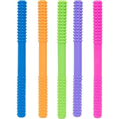 Newborn Hollow Teething Tube Baby Silicone Teether Stick Biting Chewing Straws Nursing Soother Molar Toy Gift for Infants