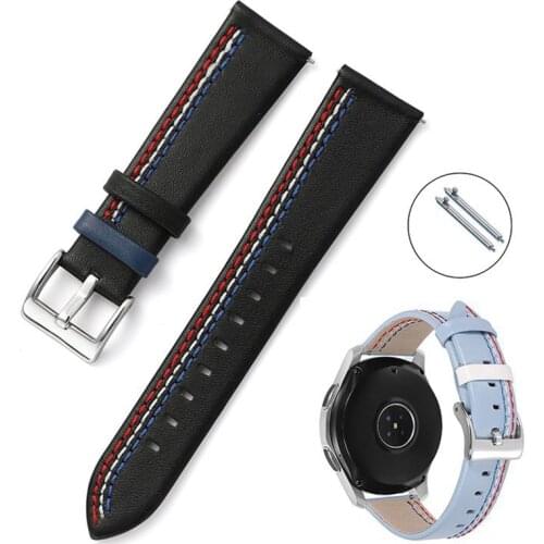 Calfskin Leather Watchband 20mm 22mm Personalized Stitch Pattern Quick Release Watch Strap for Samsung
