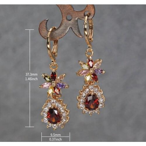 Luxury Bohemian Dangle Earrings for Women Girls Red Blue Eardrop Water Drop Stone Jewelry Party Wedding Valentines Day Gift