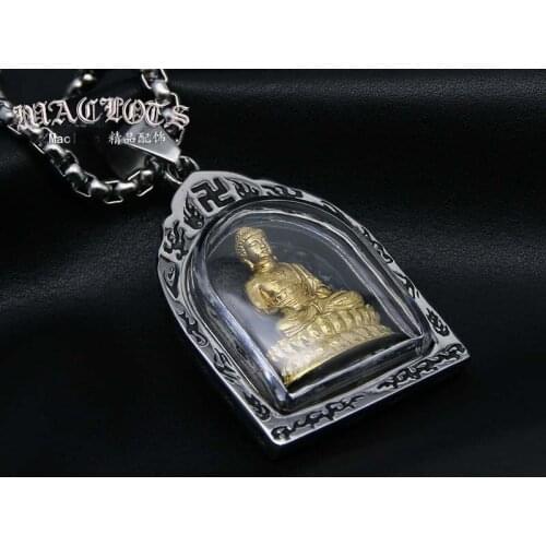 2021 good luck Buddhist Greco-Buddhist pocket travel efficacious Buddha Bless Talisman Titanium steel Pendant Amulet