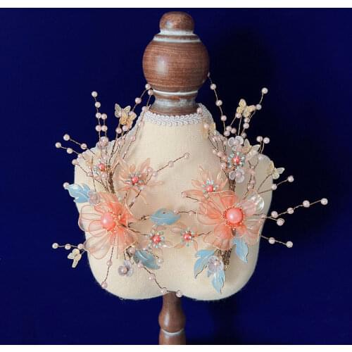 Vintage Pearls Woman Soft Hairpins Leaves Hair Sticks Hairbands Wedding Hair Accessories