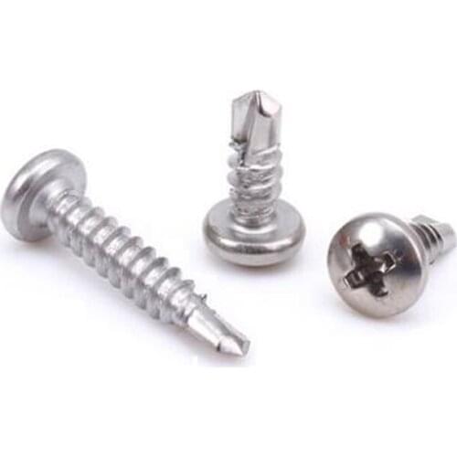 50Pcs Self Drilling Screws Roofing Screws ST3.5 ST4.2 ST4.8 ST5.5 Stainless Steel 410 Round Head Self Tapping Screws