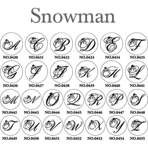 Cute snowman Letter Wax Seal Copper head Handle Curlicue Alphabet DIY Scrapbooking Vintage Ancient Seal Retro Stamp gift set