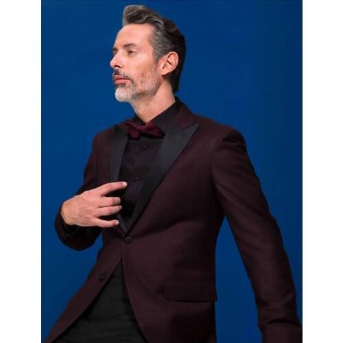 High Quality Two Buttons Groomsmen Peak Lapel Groom Tuxedos Men Suits Wedding/Prom Best Man Blazer ( Jacket+Pants+Tie) A83