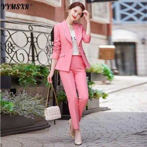 High-quality Womens Office Suit Pants 2-piece Set Autumn and Winter Professional Slim Long-sleeved Jacket High-waisted Trousers