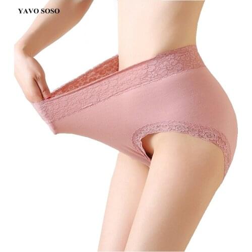 YAVO SOSO High Quality Sexy Lingeries Briefs Women Underwear 9 Colors plus size 4XL Cotton Lace high waist Womens Panties