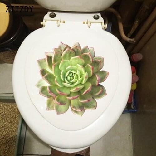 ZTTZDY 22×22.2CM Green Ebony Succulents Modern Decor Home Wall Stickers Bathroom Toilet Decoration T6-0098