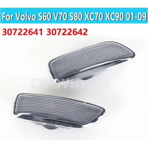 1Pair For Volvo S60 V70 S80 XC70 XC90 2001-2009 Turn signal light for Front Side Marker Light Lamp 30722641 30722642 No Bulbs