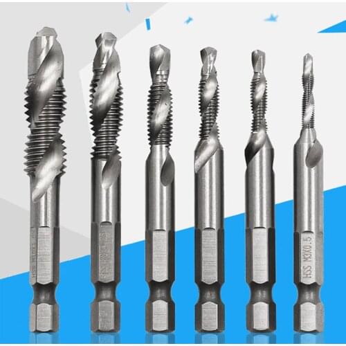 1pc Thread M3 M4 M5 M6 M8 M10 Screw Tap Drill Bits Hss Taps Countersink Deburr Metric High Speed Steel 1/4 IN Quick Change Hex