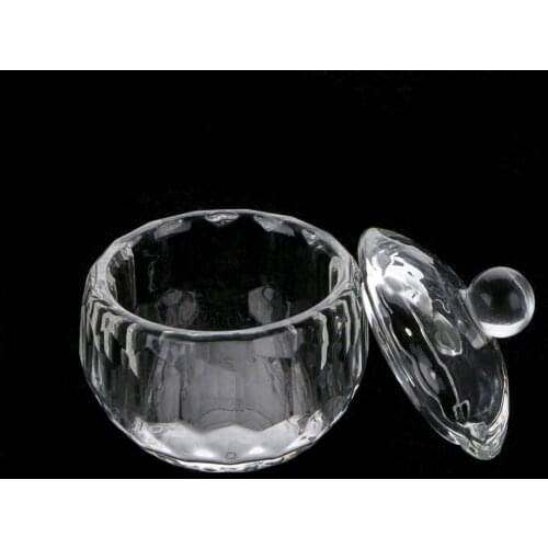 2pcs Acrylic Crystal Glass Dappen Dish Lid Bowl Cup For Liquid Powder Nail Art