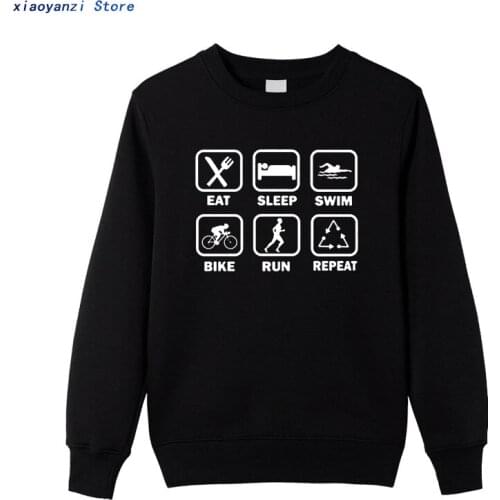 2021 Mens Funny Eat Sleep Triathlon pullovers Men hoodies Style sweatshirts unisex Cotton O-neck Cool womens sweatshirt top-42