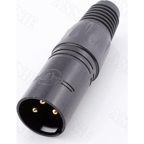 30pcs/lot 3 Pin Black Gold Plated Microphone Plug For Neutrik YS XLR Male Socket With Copper CoreJ