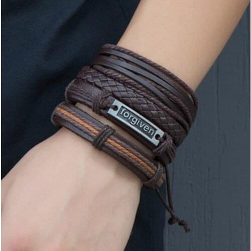 CIBOCIBO Punk Bracelet Men 2021 Bohemia Leather Wristband Bracelet Men Braided Fashion Luxury Vintage Pulsera Hombre Men Gifts