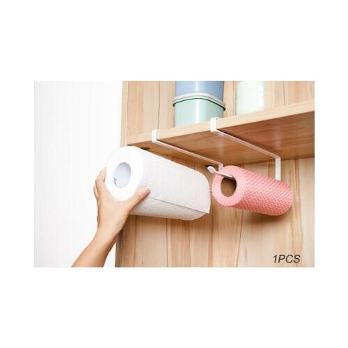 Kitchen toilet roll paper towel rack holder creative no Punch Cabinet Napkins Hanger Cling Film Storage Wardrobe Door