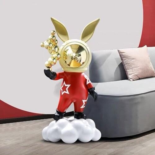 Home Decor Living Room Cartoon Rabbit Landing Sculpture Nordic Style Creative Tabletop Ornament Reception Light LuxuryDecoration