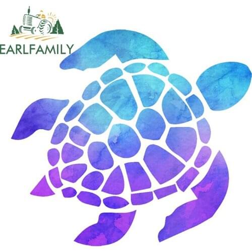 EARLFAMILY 13cm x 6.8cm for Bule Purple Turtle Auto Bumper Window Car Stickers Vinyl Material Waterproof Windshield Trunk Decal