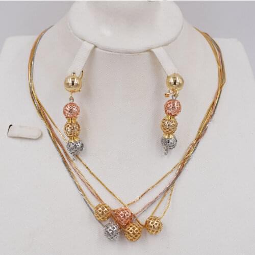 Statement Luxury Jewelry 2019 Womens Earrings Pendant Necklace Jewelry Sets Ball High Quality For Party Wedding