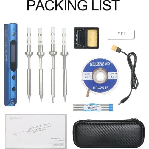 Mini Electric Soldering Iron with LED Digital Display Intelligent Soldering Iron Kit with Storage Bag and 4 Iron Heads Black