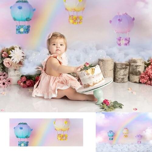 Kids Cake Smash Backdrop Newborn Photography Baby 1st Birthday Portrait Fairy Clouds Boy Photostudio Paper Lantern Background