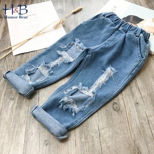 Humor Bear Fashion Children Ripped Jeans Kids Boys Jeans Girls Jeans Denim Pants For Boys Toddler Jeans Kids Clothes
