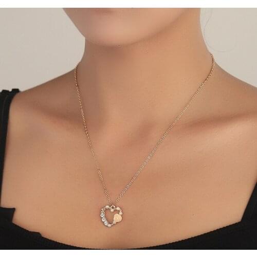 Dainty Crystal Flower Heart Necklaces Luxury I Love You Heart Choker Elegant Engagement Wedding Jewelry Gift