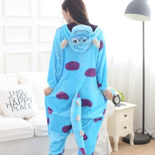 Adult Monster Kigurumi Women Men Cartoon Animal Cosplay Costume Winter Onesie Pajama Hooded Couple Funny Party Suit
