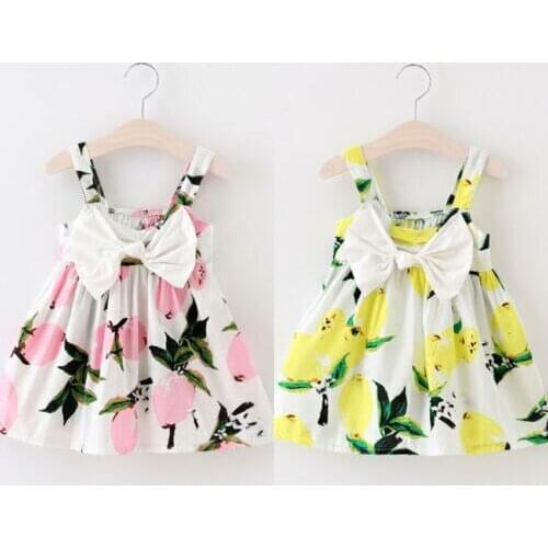Summer Toddler Baby Girls Lemon Floral Casual Party Dress Sundress Clothes Newborn Toddler Baby Girls Lemon
