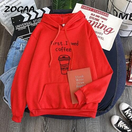 ZOGAA Hoodie Men Harajuku Drink Coffee Pattern Loose Korean Printed Mens Sweatshirt Spring Autumn Daily Clothes Male Oversized