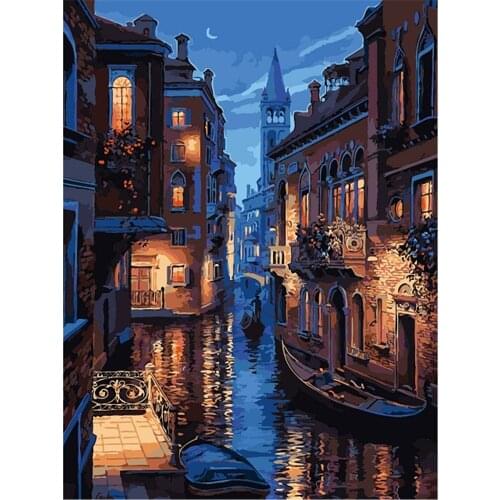 Scenery Street Landscape DIY 11CT Embroidery Cross Stitch Kits Craft Needlework Set Cotton Thread Printed Canvas Home Sell