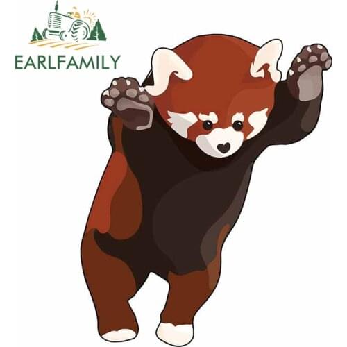 EARLFAMILY 13cm x 9.1cm for Red Panda Excited Decal Anime Waterproof Creative Snowboard Fine Car Stickers for Vehicle Trunk VAN